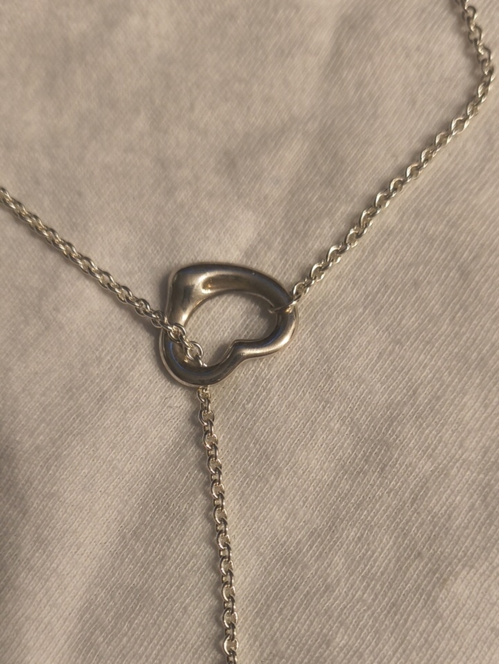 Tiffany & Co. Silver Lariat Necklace with Open Heart Accents - Blue Pouch - Picture 17 of 17